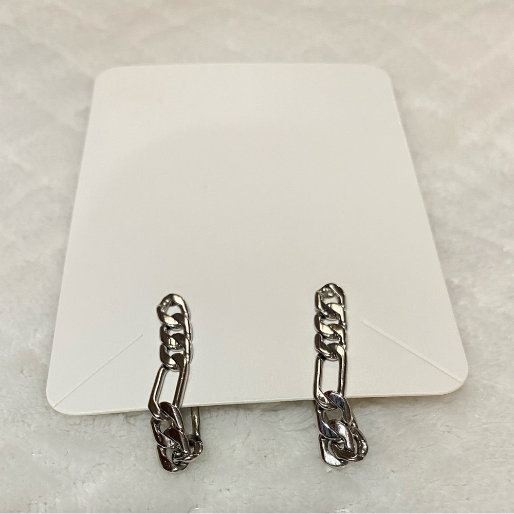 Silver Plated Chain Link Hoop Earrings